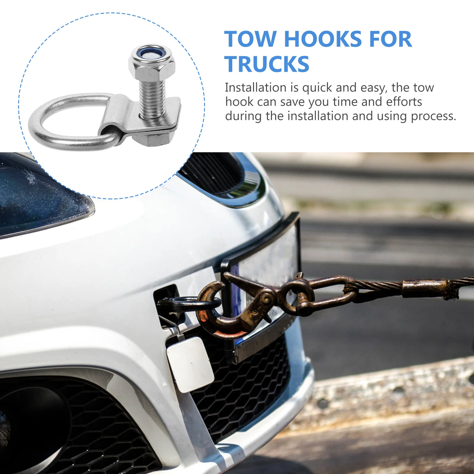 Буксировочный крюк для грузовика, монтажное отверстие 14 мм, сверхмощный буксировочный крюк для прицепа, внедорожника, фургона, лодки, гаража, крепежный якорь