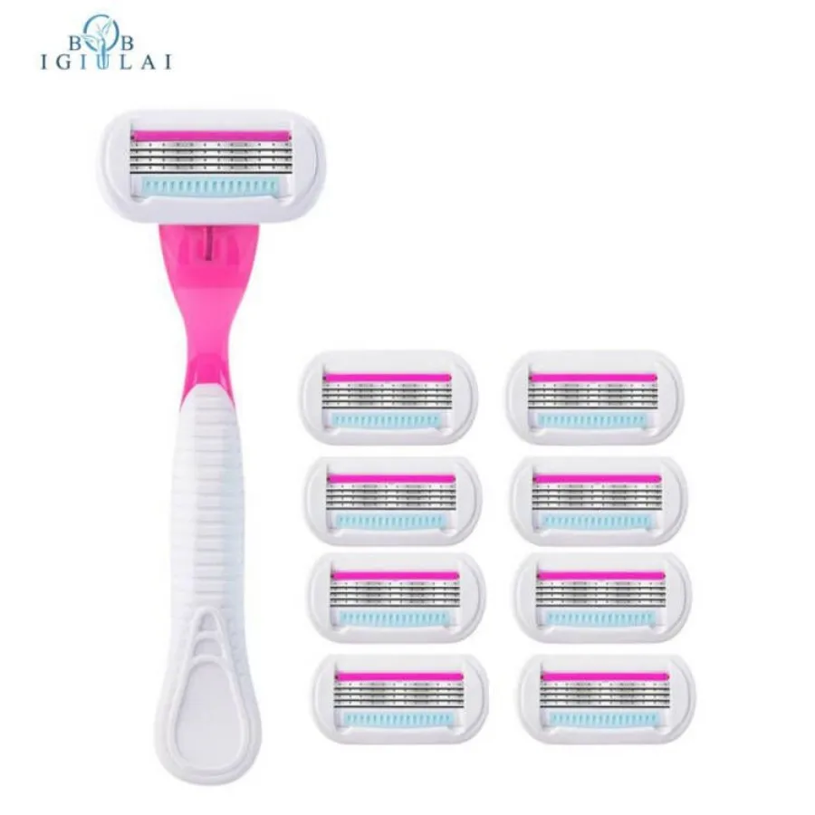 IGIULAI 4/8pcs Safety Razor Blades For Women Four-layer Razor blade Safety Shaver For Female Shaving blades