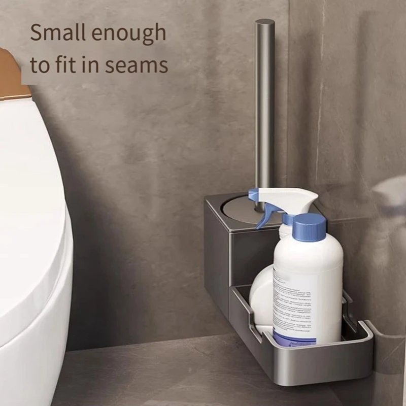 Punch-Free Toilet Brush Holder, With Shelf, Household Toilet Brush Without Dead Corners, Bathroom