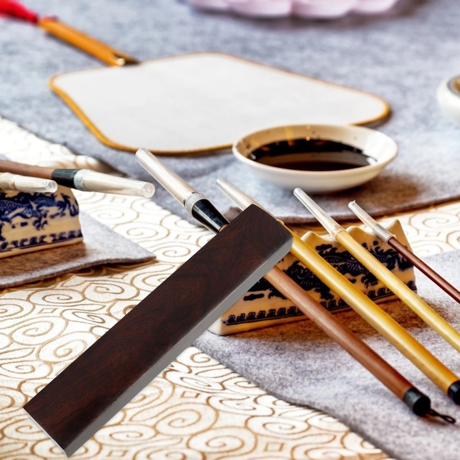 

2Pcs Premium Black Wood Paperweights Elegant Calligraphy Drawing Painting Office Decor Exquisite Stationery