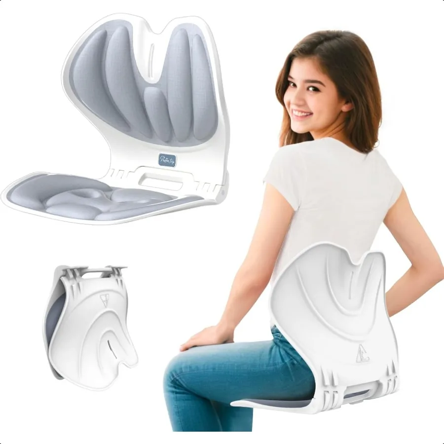 

Foldable Lumbar Back port Chair Ergonomic Curve for Posture Corrector Back Pain Relief Perfect for Floor Seat Officework Homewo