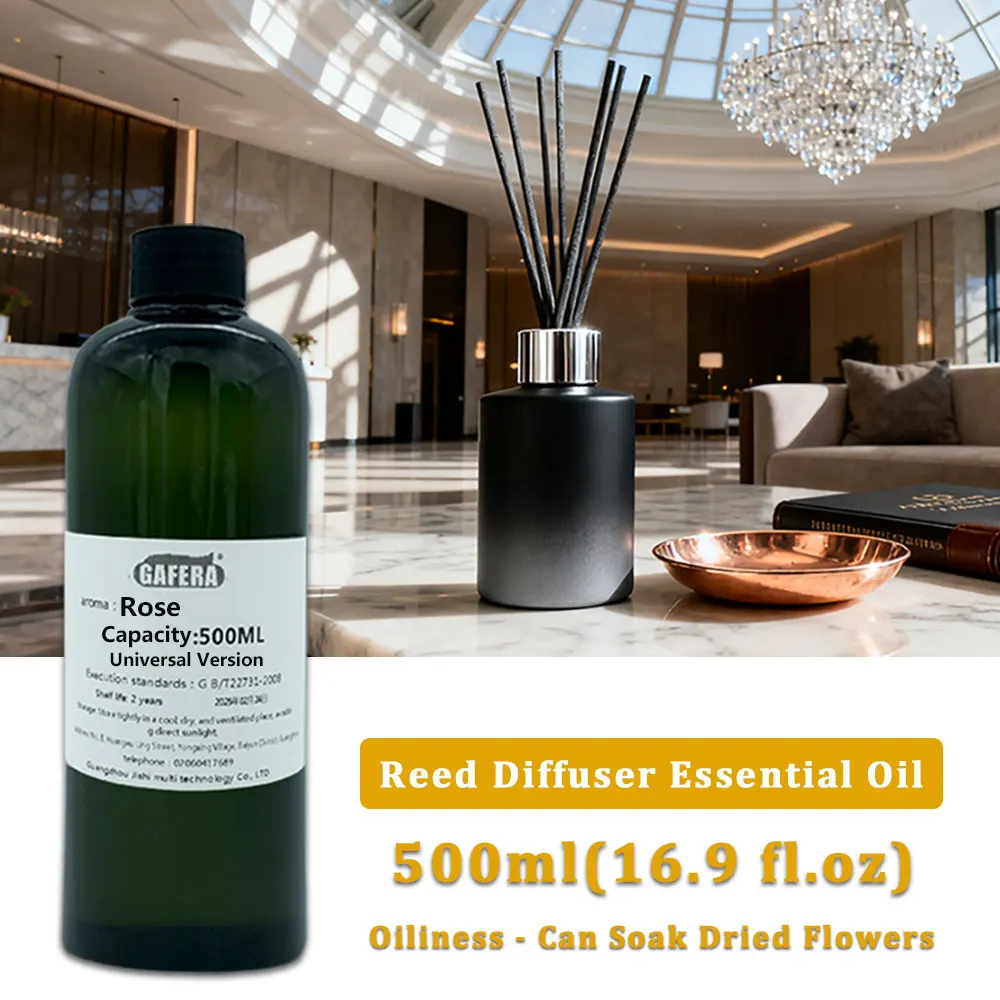 GAFERA 500ml(16.9 fl.oz) Rose Shangri-La Essential Oil - For Vine Diffuser, Flameless Aromatherapy, Diffuser Replenish Aroma Oil