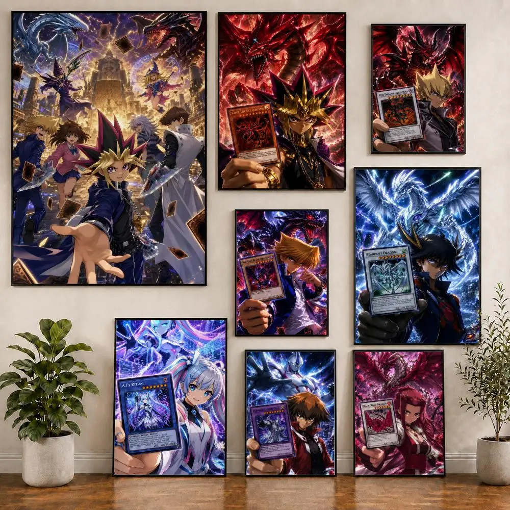 Anime Yu-Gi-Oh Dark Blue-Eyes HERO Poster Pvc HD Peel and Stick Modern poster Home Office Living Room Dining Room Wall Decor