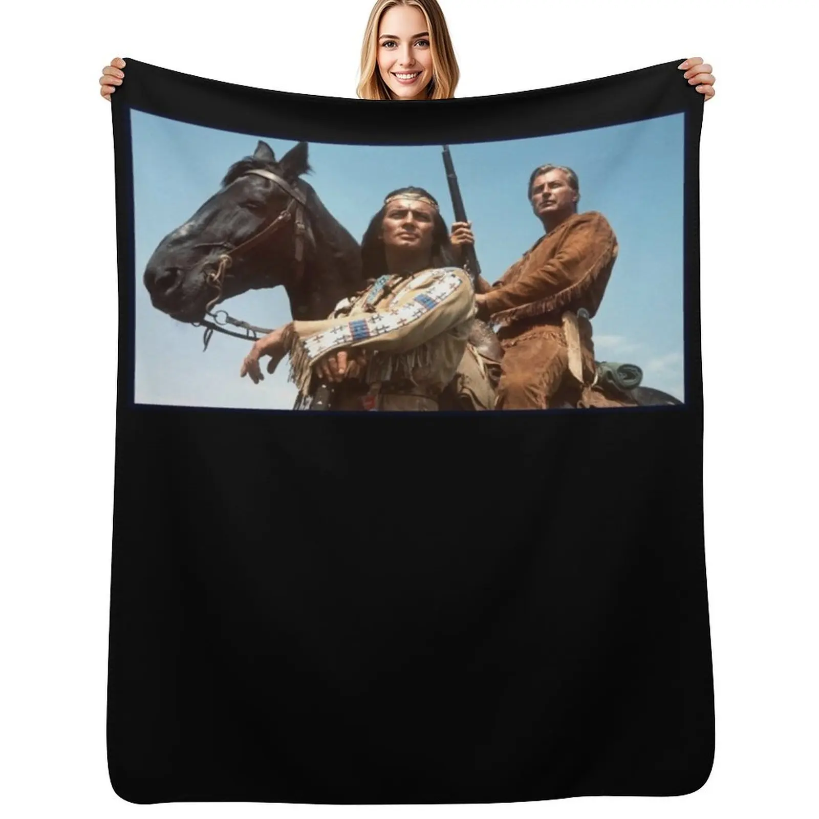 winnetou and old shatterhand Classic T-Shirt Throw Blanket Cozy Warm Blanket for Bed Room Decor
