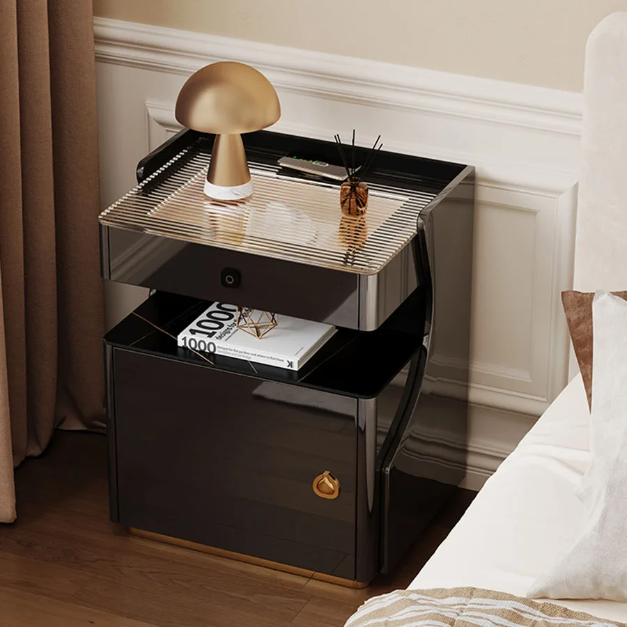 

Luxury Nightstands Bedroom Charging Drawers Narrow Nightstands Modern Living Room Wooden Orgenizer Lock Decor Mesita Side Table