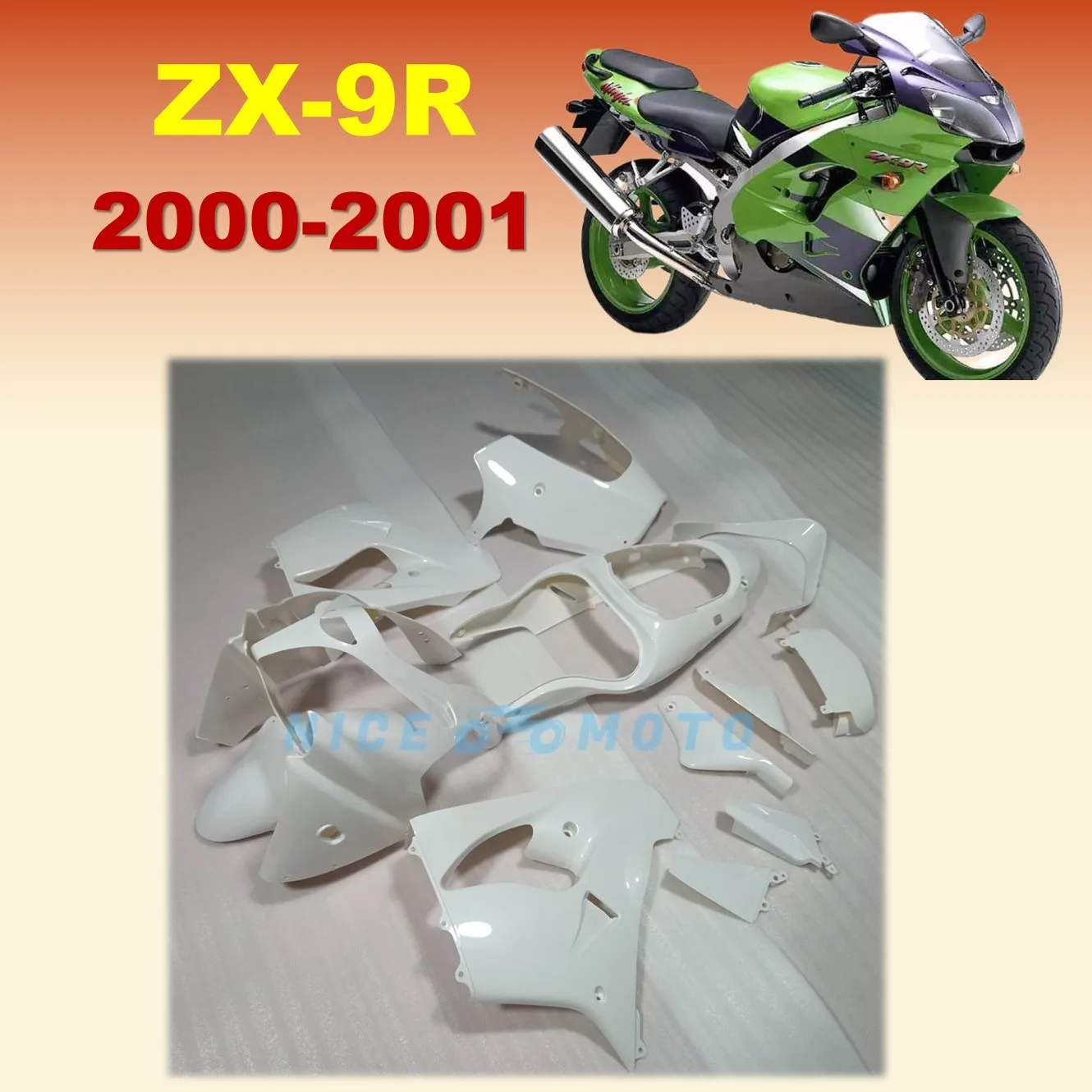 

Motorcycle Full Fairings Kit for Ninja ZX9R 2000 2001 ZX 9R Injection Fairing Set Unpainted