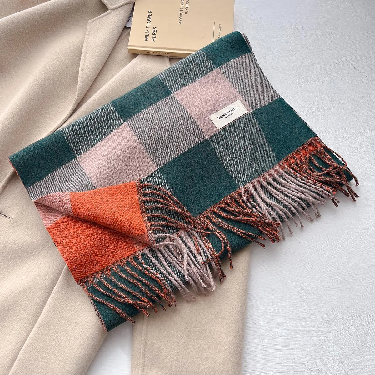 Luxury Winter Thick Warm Scarf Women Cashmere Shawl Plaid Wraps Pashmina Neckerchief Bufanda Female Long Tessel Blanket Echarpe