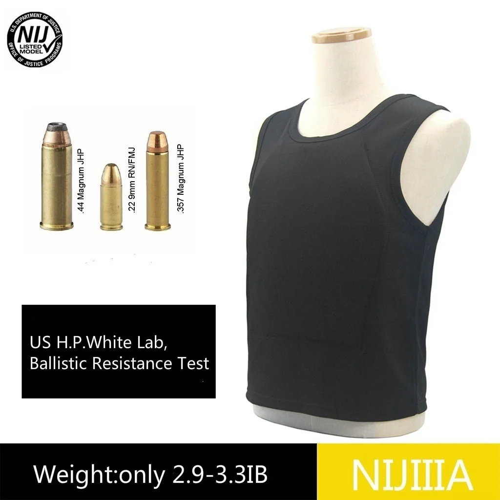 

NIJ Level 3A Bulletproof Vest Lightweight Concealed Hidden Inside Wear AntiBullet Tactical Vest Safety Gear Self-Defense