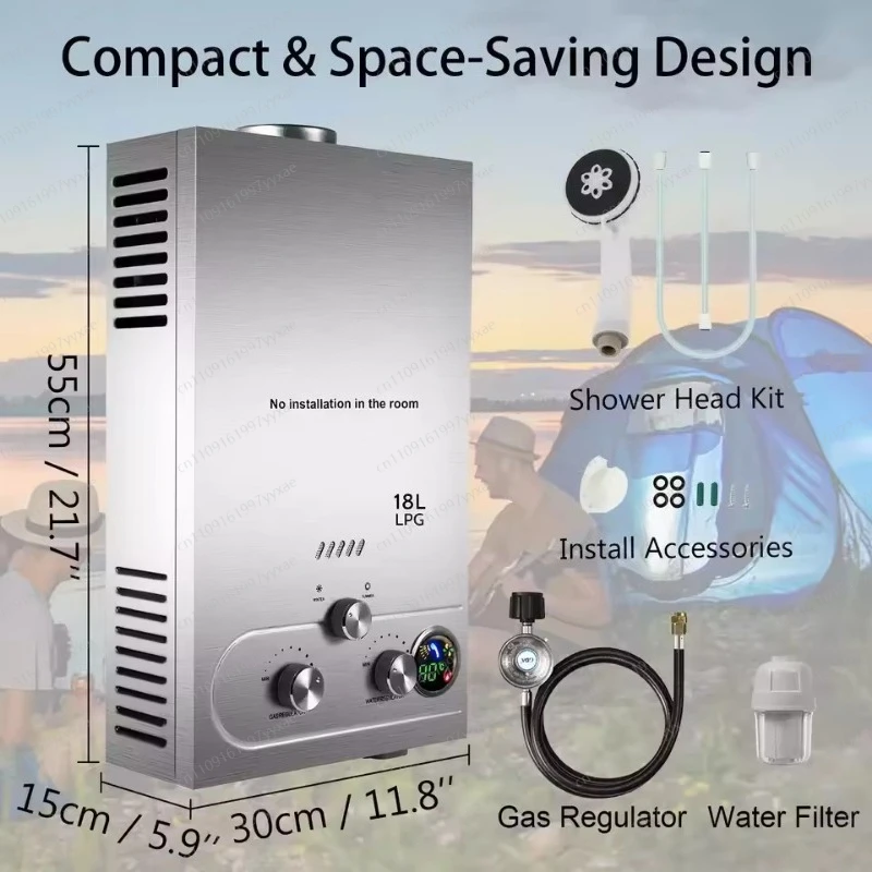 Gas water heater, natural gas liquefied gas quick heating copper water tank water heater