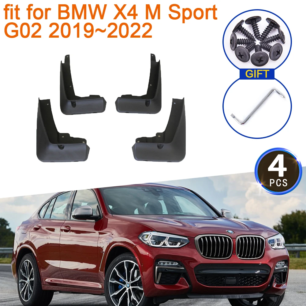 

4 шт. Брызговики для BMW X4 M Sport G02 2019 ~ 2022 аксессуары 2020 2021 Брызговики передние и задние колеса брызговики