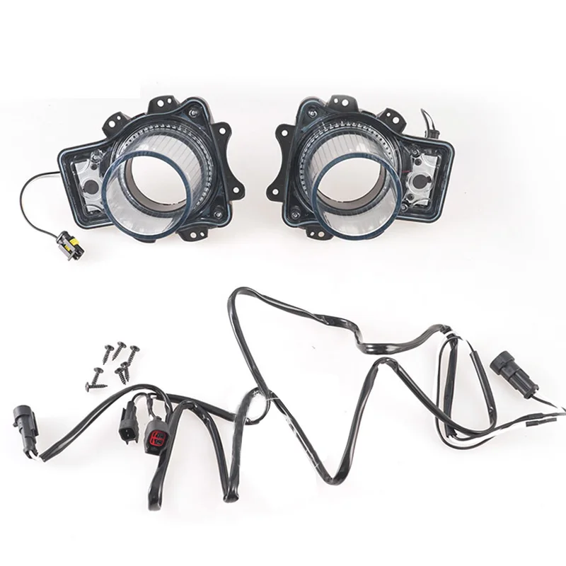 2 pièces voiture LED blanc/rouge phare Air Inserts assemblage LED Halo phare Inserts pour Dodge Challenger 2015-2020