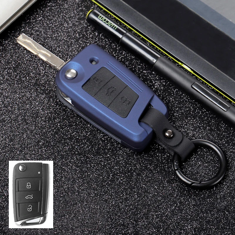 Car Key Case For Volkswagen VW Polo Golf 7 MK7 Tiguan Passat ABS Silicone Key Cover Carbon Fiber For Skoda Octavia Kodiaq Karoq