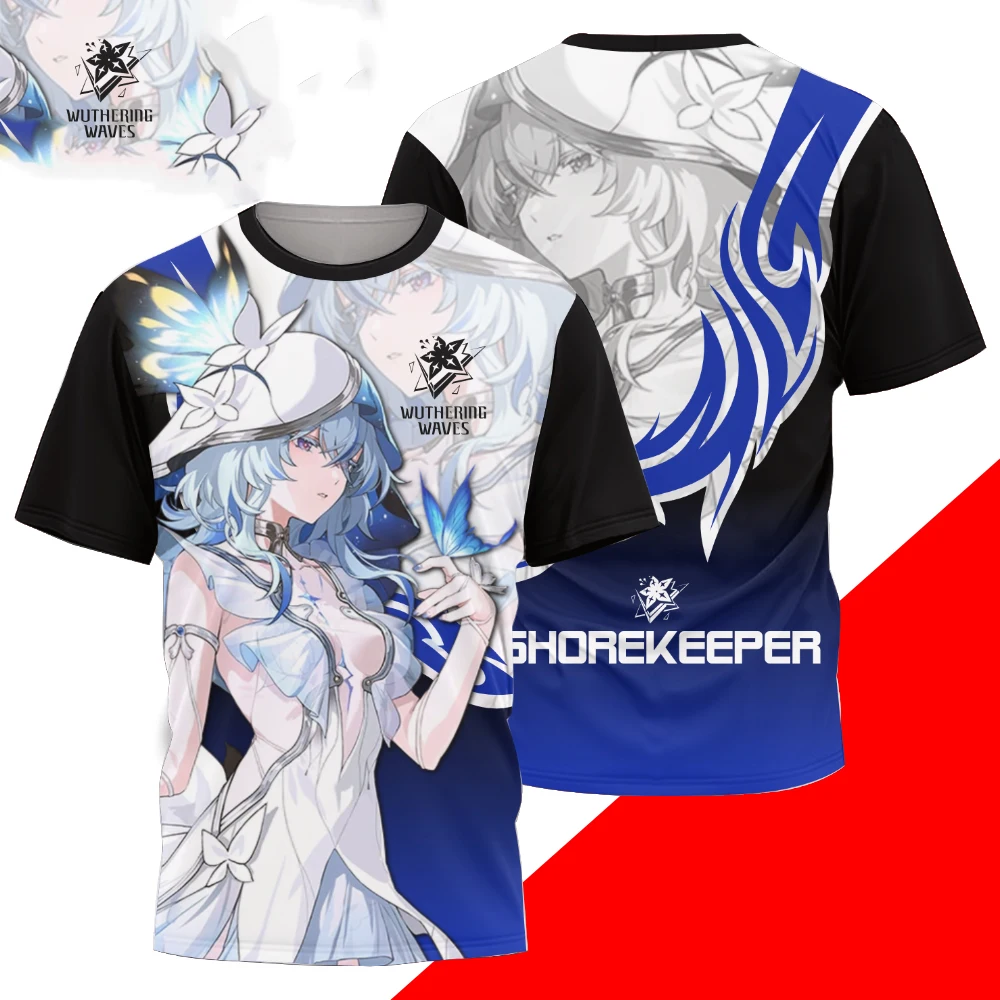 Popular Game Wuthering Waves Shorekeeper Cosplay T-shirt 3D Changli Print Kid Anime Top Summer Men Women Short Sleeve O-Neck Tee