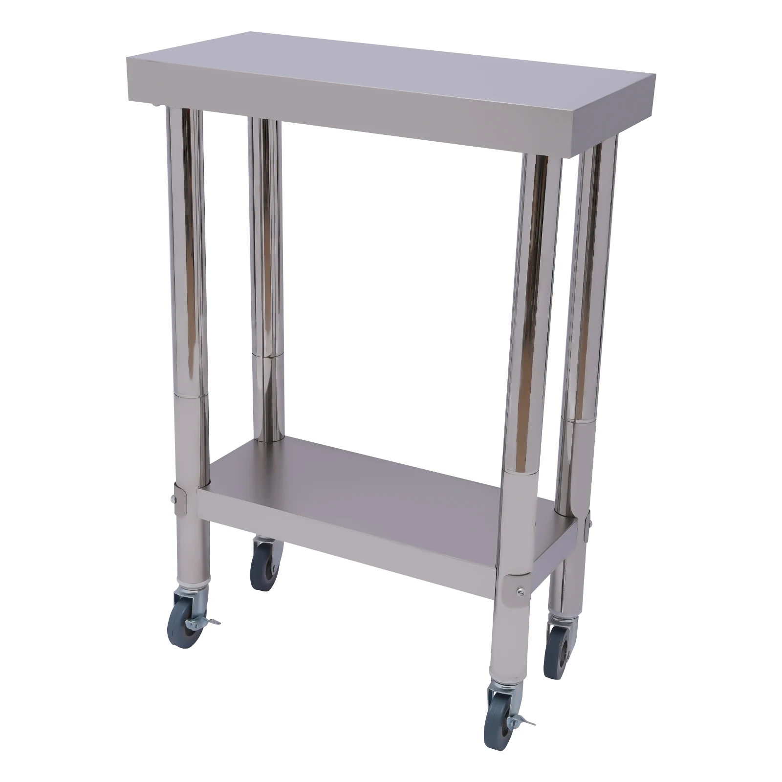 Stainless Steel Worktable, Two-Tier Open Storage, Anti-Corrosion, Easy-Clean, Stable Design for Kitchen Prep