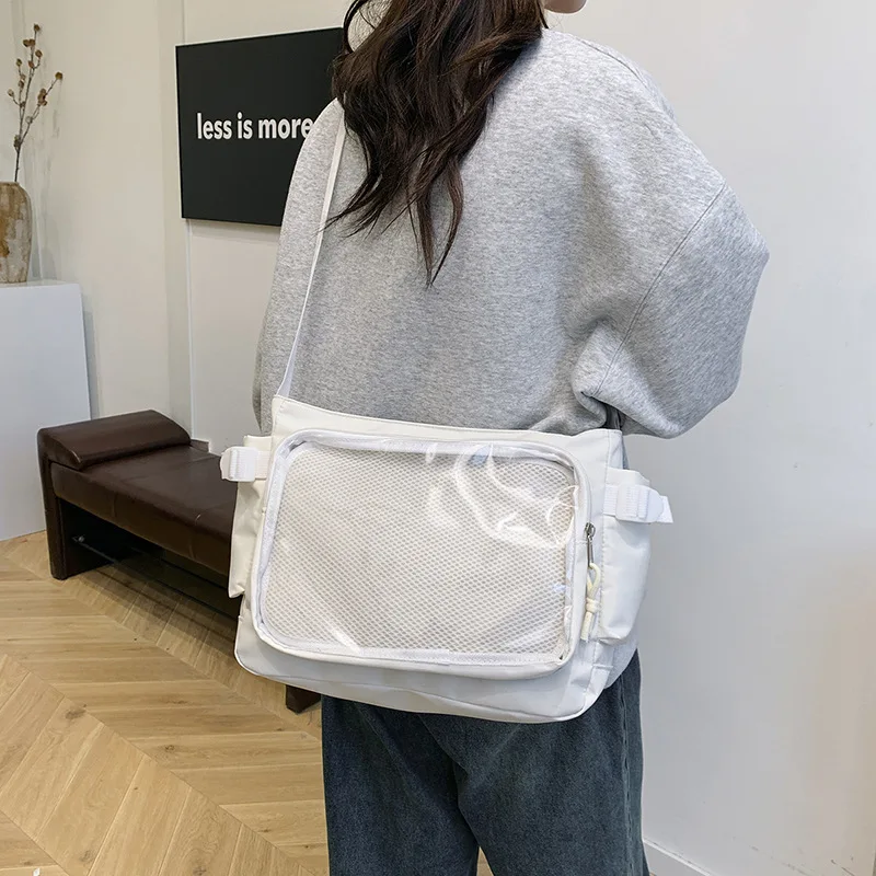 Fashion Transparent Ita Bag Large Capacity College Style Shoulder Bag Canvas Jk Handbag Women Tote Bag College Style 2026 New