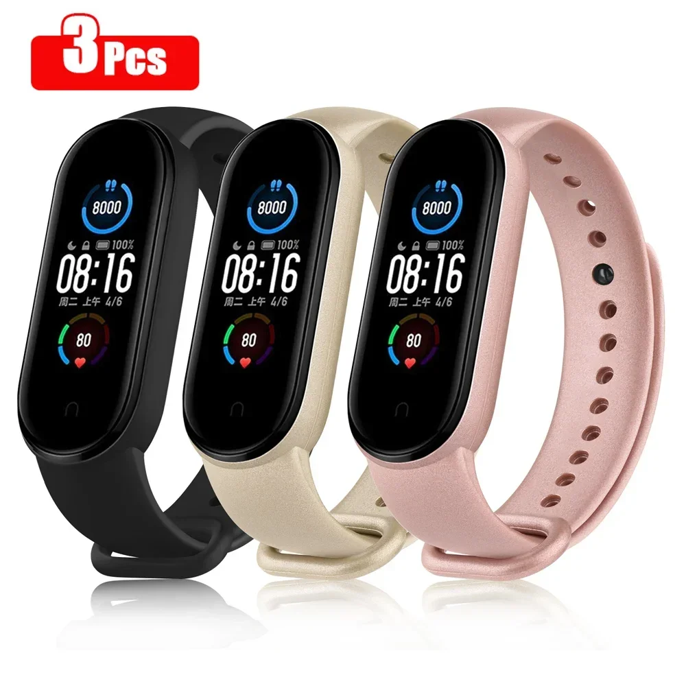 3pcs Soft Silicone Strap For Xiaomi Mi Band 6 5 Amazfit Band 5 Bracelet watch Sport Waterproof For Mi Band 6 5 Strap Wristband