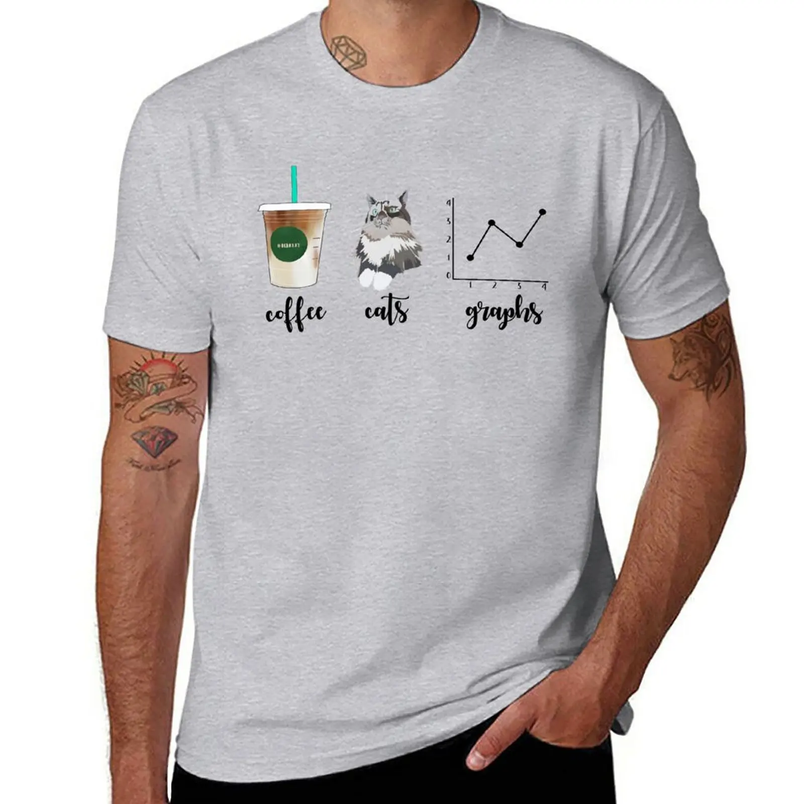 New Coffee Cats and Graphs T-Shirt summer tops new edition t shirt Anime t-shirt graphic t shirt men clothings