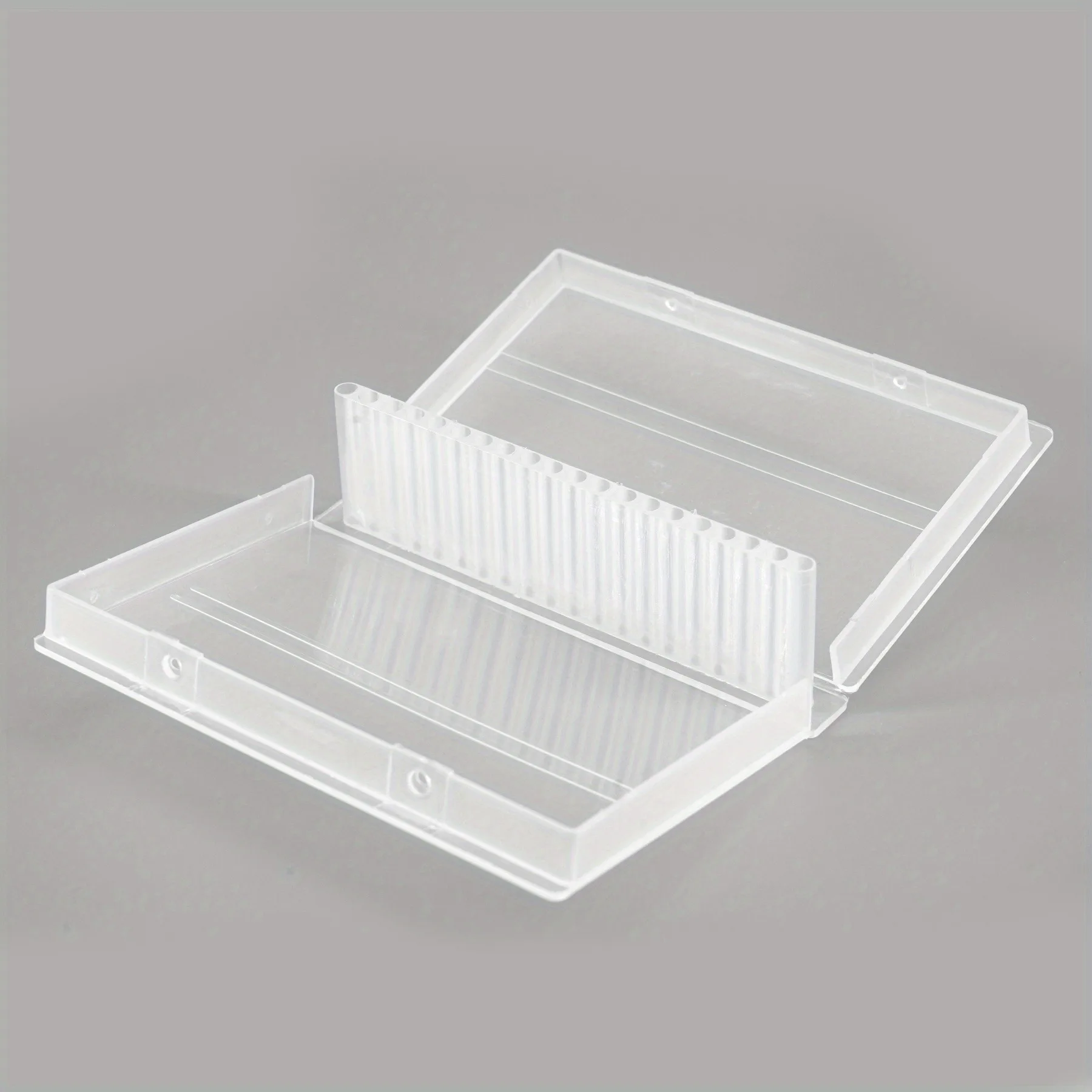 Mini-Werkzeug-Aufbewahrungsbehälter aus Kunststoff, 20-Loch-Box für transparente Kunststoffteile, Rotationsfeile, Fräser, Nagelwerkzeug, Polierbox