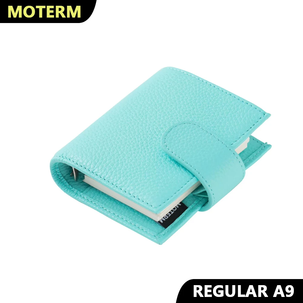 Moterm Regular A9 Size Rings Planner Pebbled Grain Cowhide 3-hole Mini Rings Notebook with 19MM Rings Organizer Journey Diary