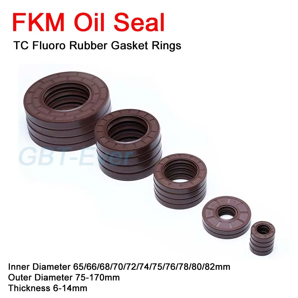 FKM Framework Oil Seal ID 65/66/68/70/72/74/75/76/78/80/82mm OD 75-170mm THK 6-14mm Fluoro Rubber Gasket Rings Cover with Spring