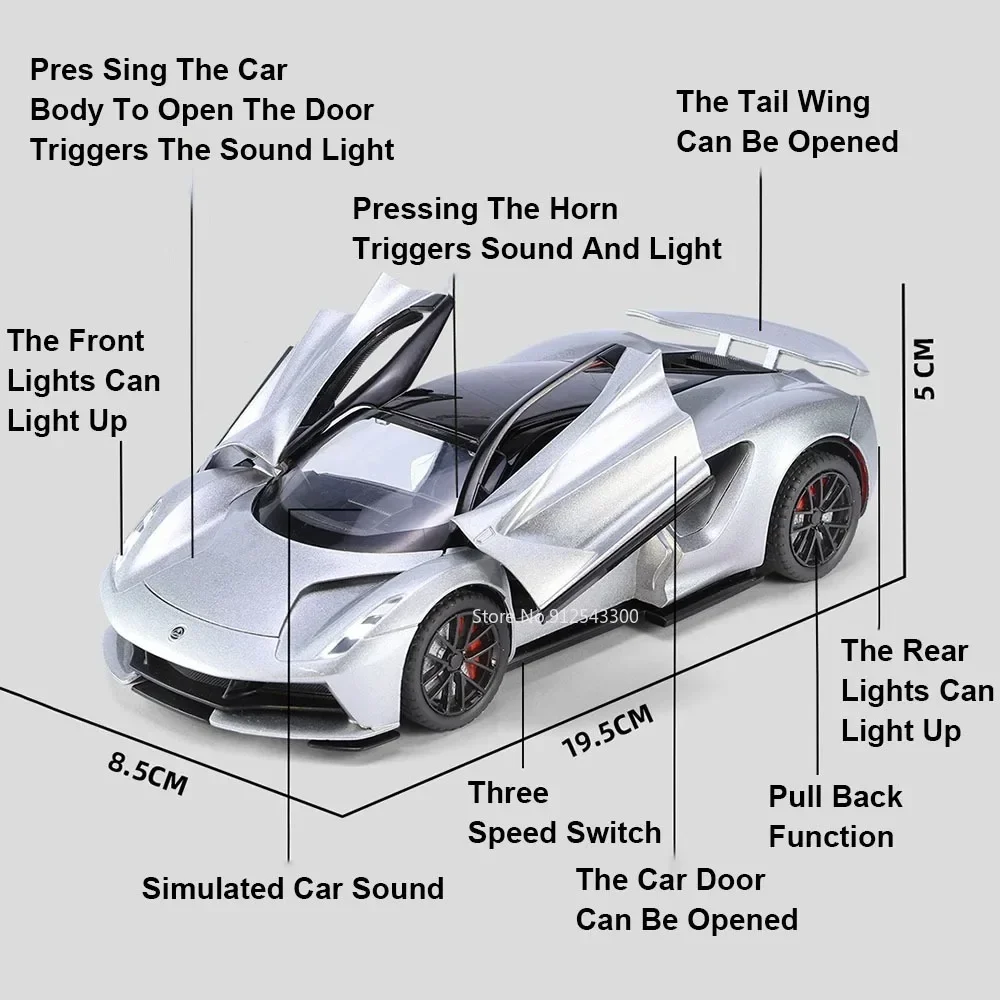 1:24 Lotus Evija Speelgoed Nieuwe Energie Legering Speelgoed Auto Model Trek Geluid Licht Simulatie Speelgoed Modellen Voertuigen Jongen Verjaardagscadeautjes