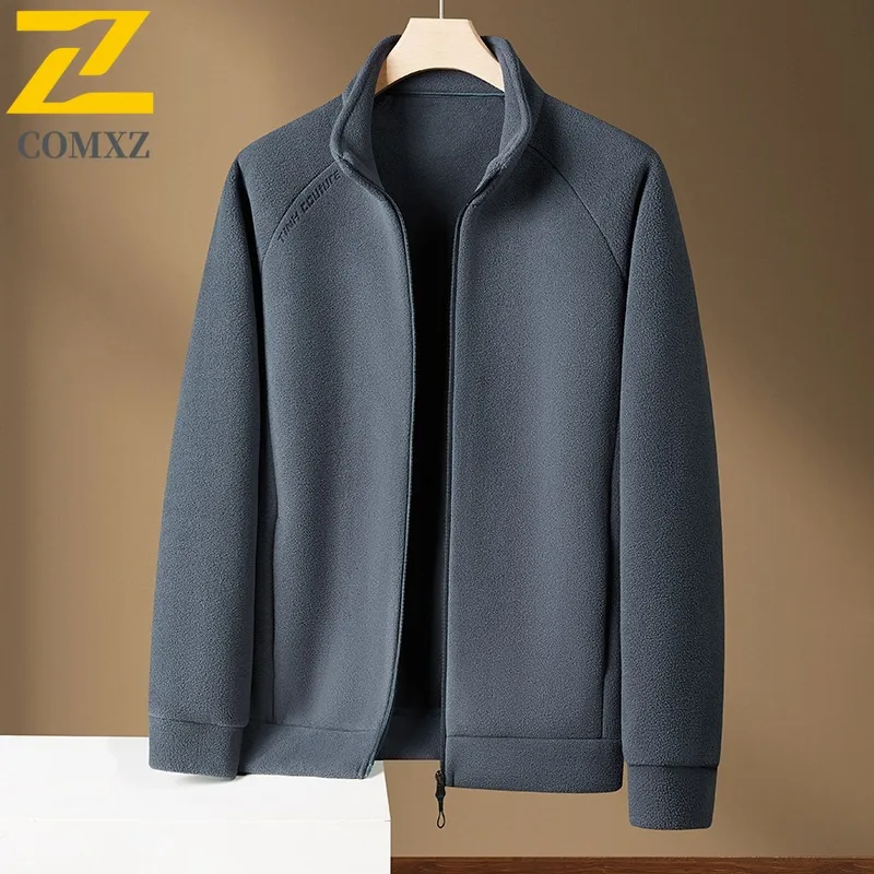سترة رجالية سميكة بياقة واقفة من COMXZ للتنقل في المكتب وسحاب مقاوم للبرد وتصميم بلون سادة ملابس شتوية خفيفة الوزن #3