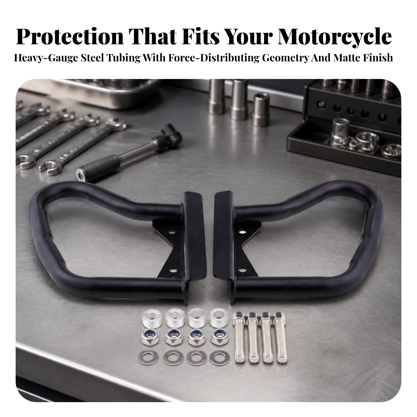 Motorcycle Engine Crash Bar Exact Fit Motorcycle Engine Guard and Crash Bar Assembly No Drilling Required Direct Replacement