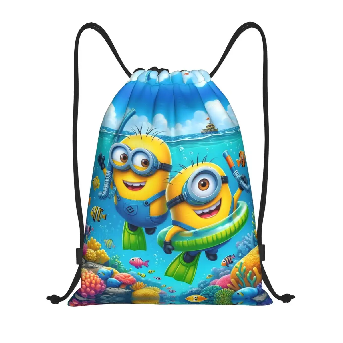 

Custom M-Minions Drawstring Bag for Shopping Yoga Backpacks Men Women Yellow Capsule-Shaped Sports Gym Sackpack