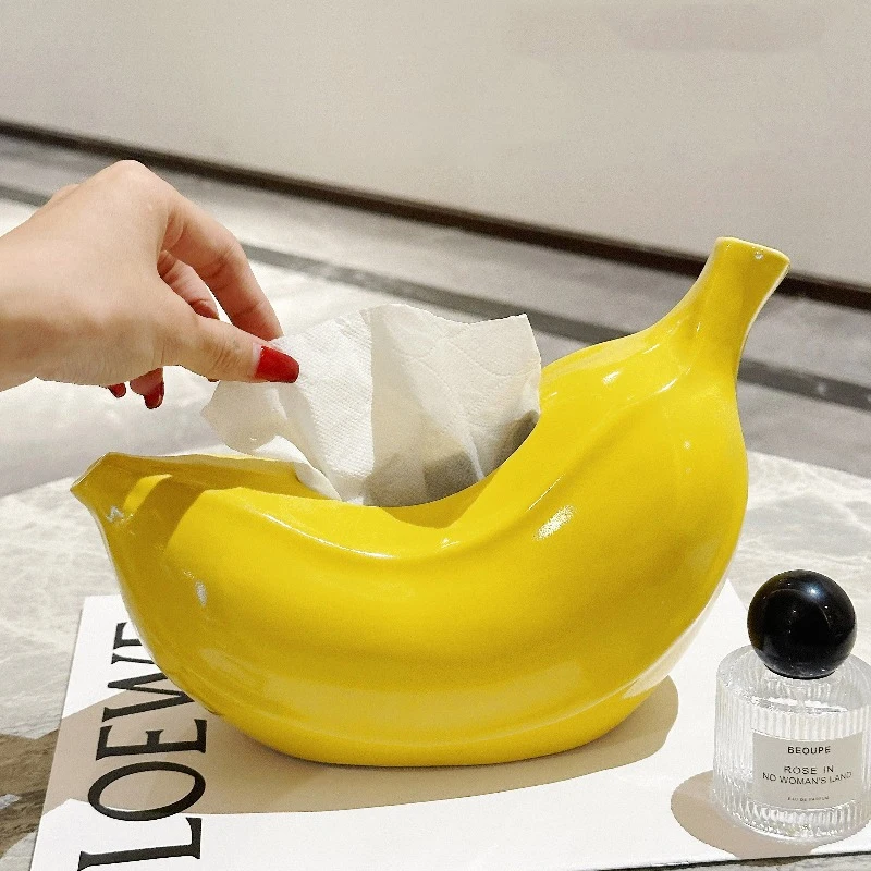 Banana-shaped Creative Paper Box Home Living Room High-grade Tissue Box Artistic Sense Home Decoration Ceramic Tissue Box