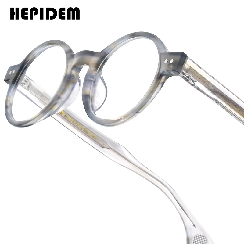 HEPIDEM Acetate Eyeglasses Frame Men 2026 New Retro Round Glasses Women Famous Brand Designer Japanese Handmade Spectacles 9430