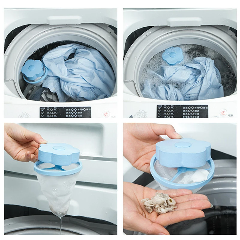 Laundry Ball Floating Pet Fur Lint Hair Catcher Clothes Cleaning Ball Laundry Hair Removal Cleaning Mesh Bag for Washing Machine