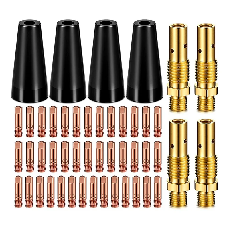 

New 48Pcs Flux Core Gasless Nozzle Tips Kit KP1939-1 Flux Welder Contact Tips Gasless Nozzle Gas Diffusers