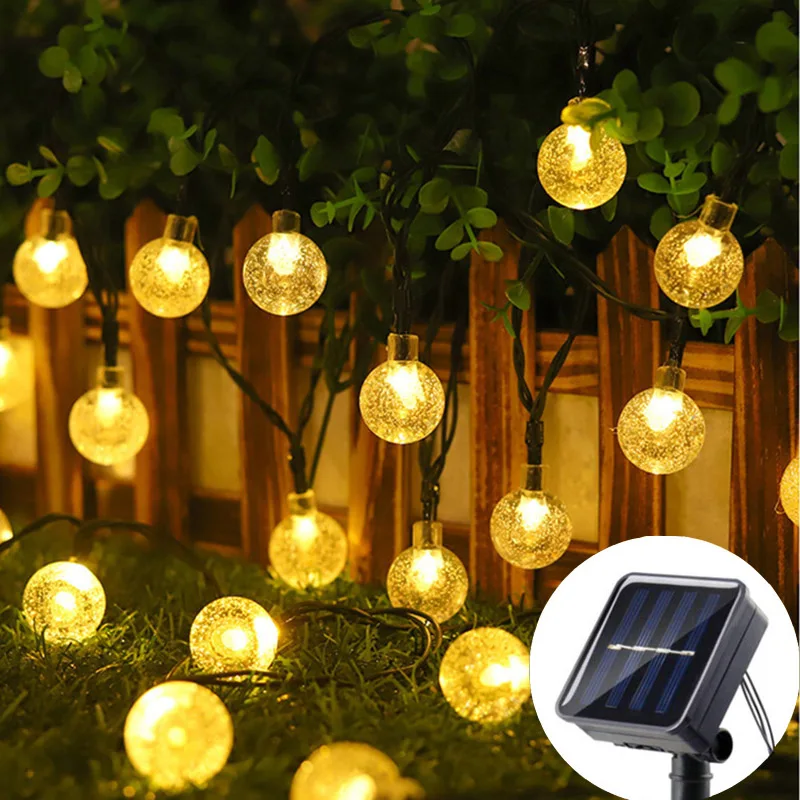 Solar Crystal Globe String Lights LED 8 Lighting Modes Outdoor IP65 Fairy Light Christmas Garland for Garden Party Wedding Decor