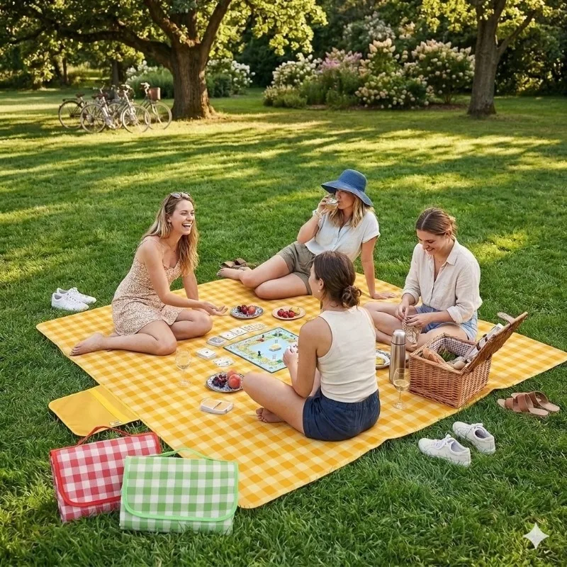 Tapete de Piquenique Impermeável e Espesso, Cobertor à Prova de Umidade para Atividades ao Ar Livre, Camping, Caminhadas e Praia
