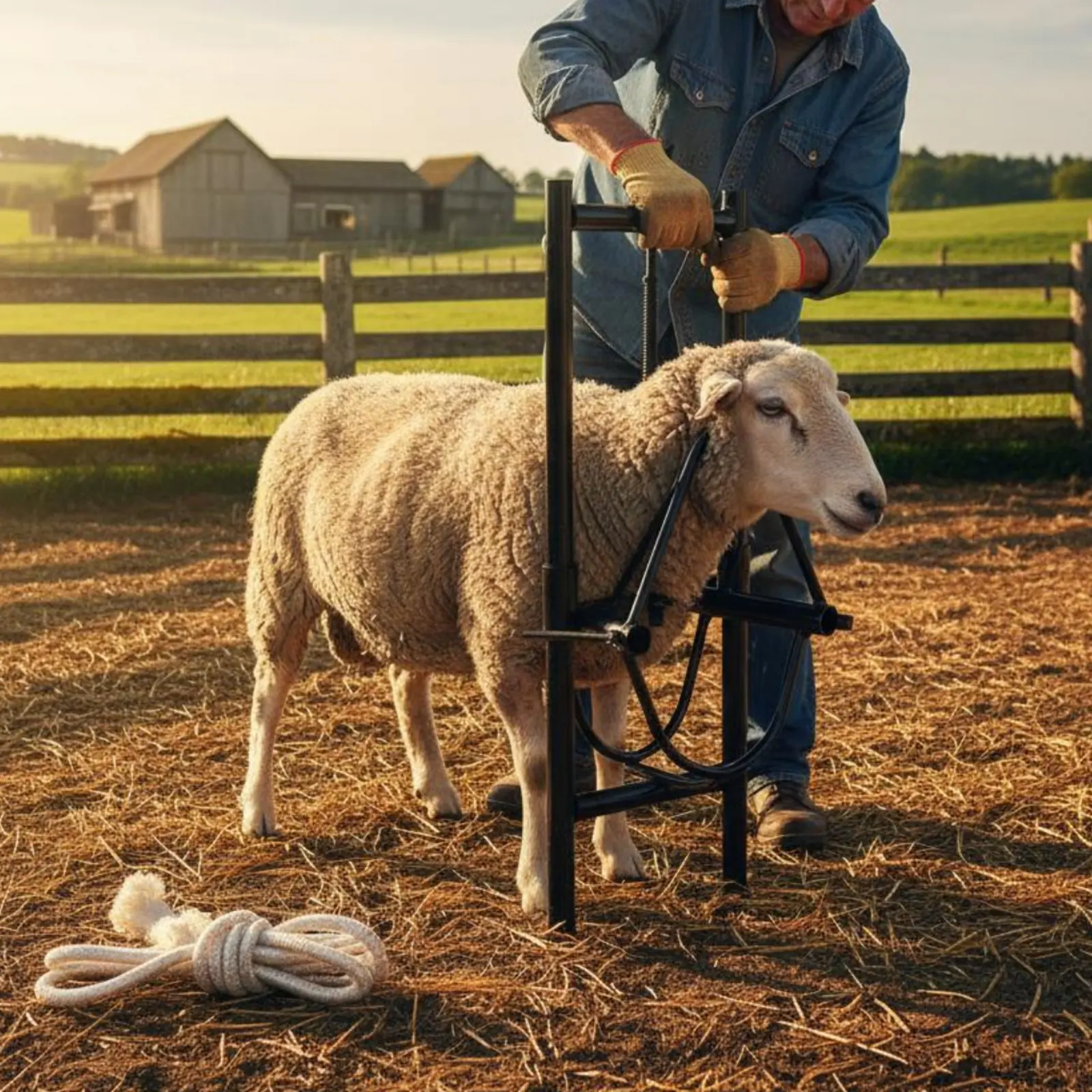 

Sheep Head Restraint Multipurpose Sheep Shearing Head Gate Caprine Halter Long-Lasting Livestock Headcollar Galvanized Steel