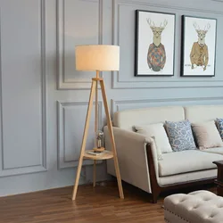 Nordic Ins Style Living Room Bedroom Creative Vertical Storage Floor Lamp American Retro Japanese Solid Wood Vertical Floor Lamp