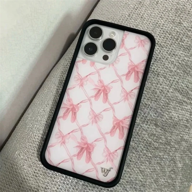 Wildflower ins Girls On Pointe ballet shoes wf Phone Case for iPhone 12 13 14 15 16 Pro Max Plus wf Pink Scarves protect Cover﻿