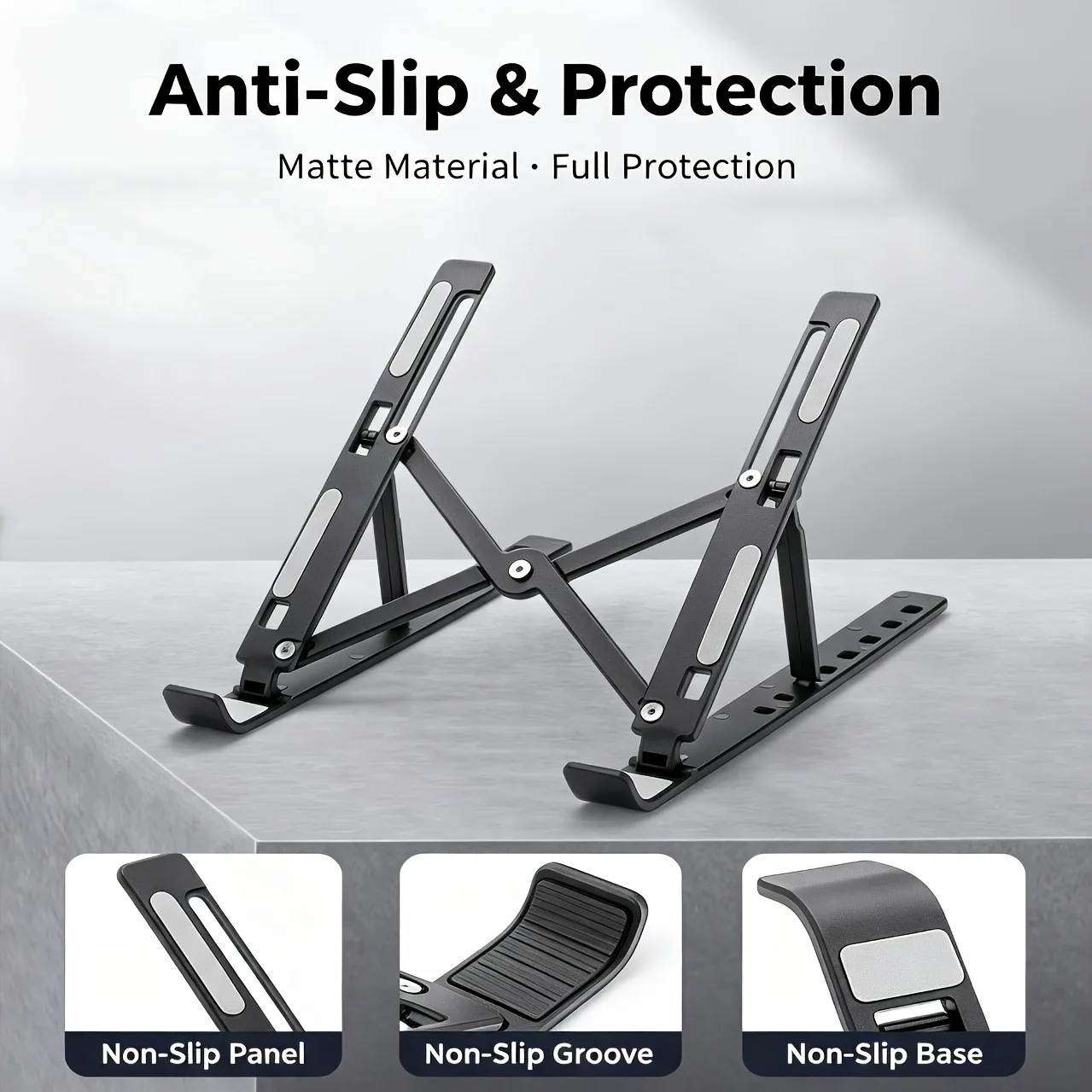 Portable Foldable Laptop Cooling Stand, Lightweight Durable Notebook Riser Holder, Ergonomic Computer Bracket for Office Workers