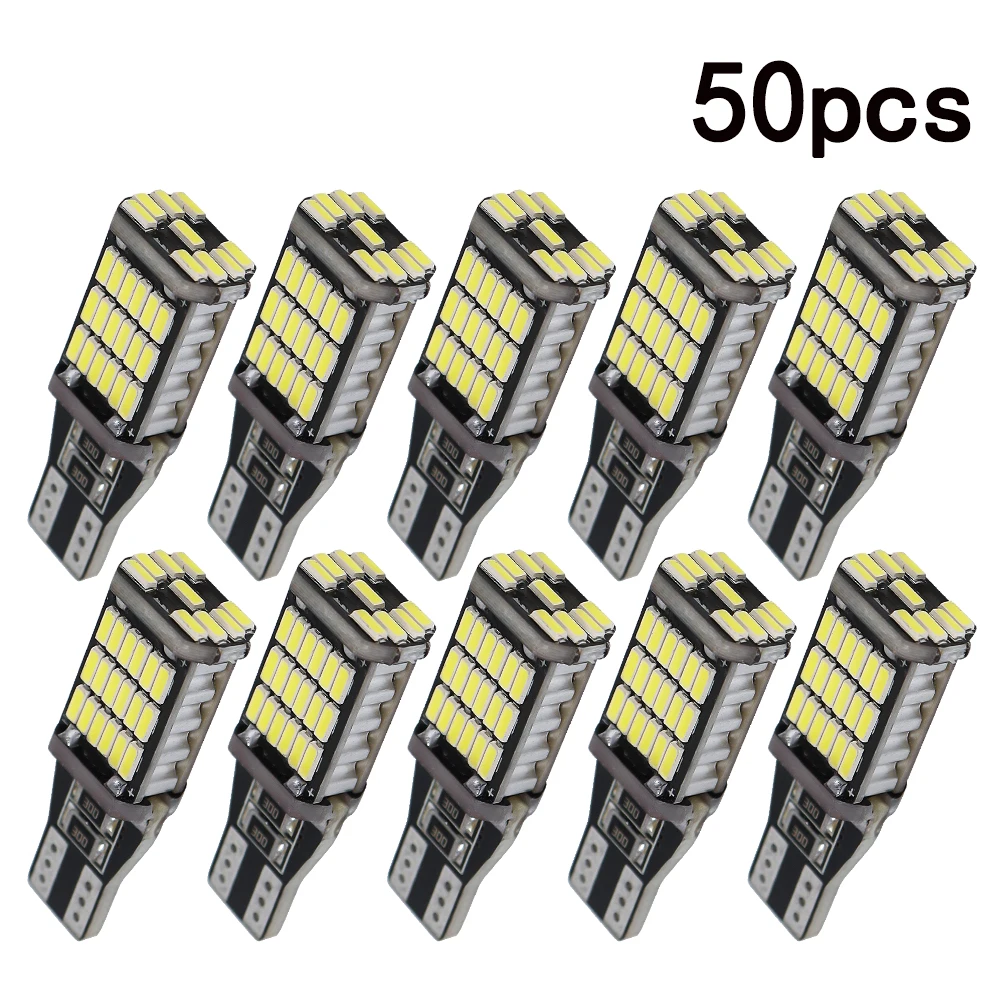 50Pcs T15 W16W 921 912 T16 T10 902 LED Bulbs High Power 45pcs 4014SMD Super Bright 1200LM Replace for Car Reversing Light White