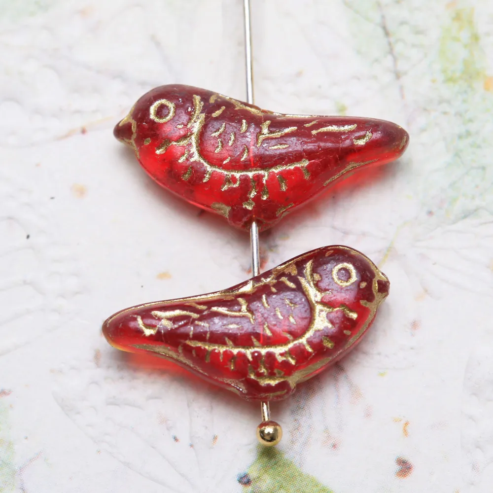 10PCS  Robin Bird Glazed Loose Beads for Jewelry Making Bracelets Necklace Charms Supplies DIY Glass Accessories 20*8mm image 4