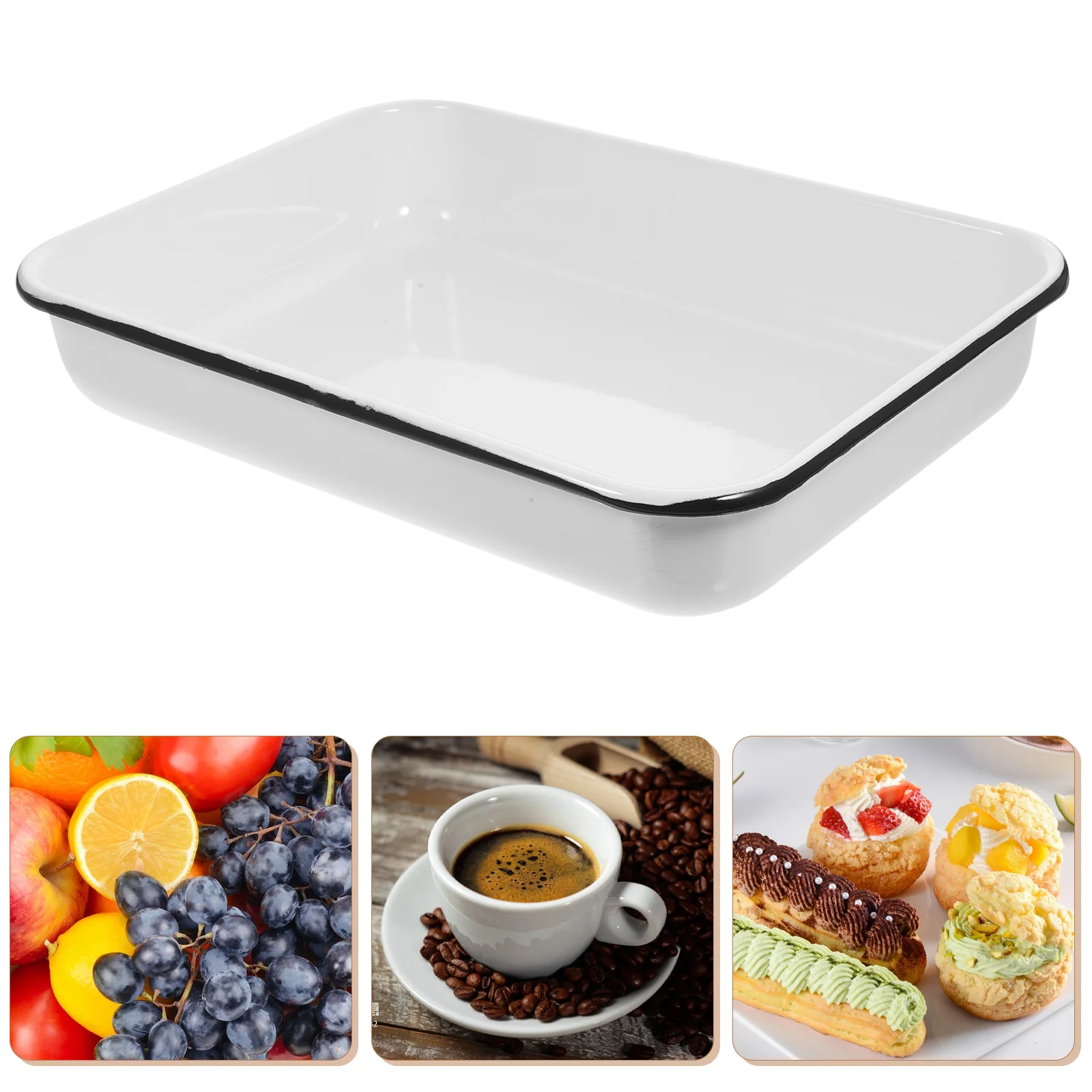 Enamel Baking Pan Food for Kitchen Bread Tray Non-stick Storage Multifunctional Pancake Wear-resistant