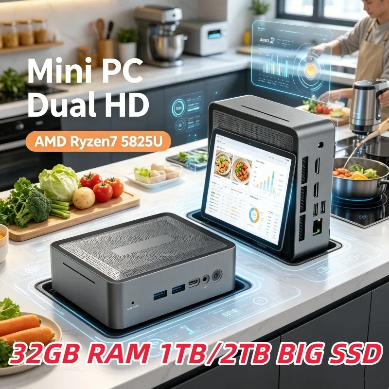 

Opalescent U58 Ryzen7 5825U Mini PC 2×DDR4 3200MHz, M.2 SSD+HDD Win11 Pro WiFi6 BT5.2 Institution Works Light Gaming Trim