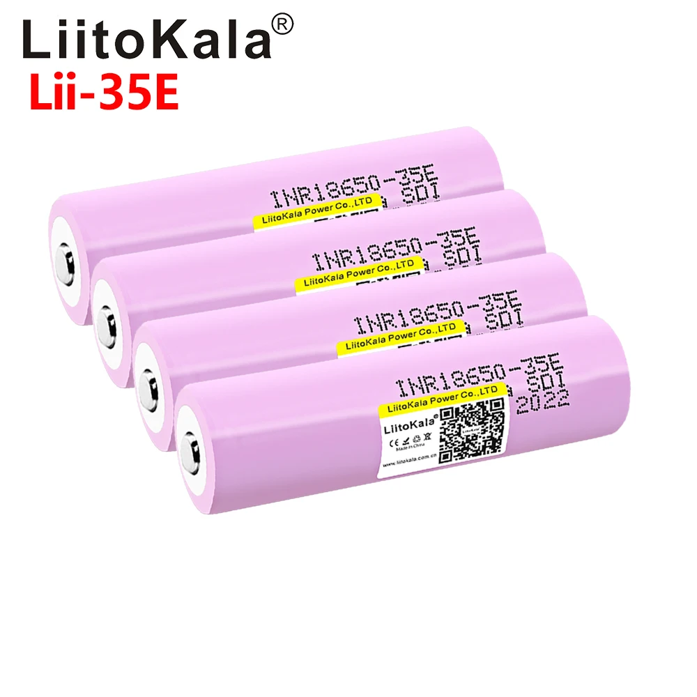 4PCS LiitoKala 18650 battery 35E 3.7V 3500mAh 18650 Lithium Rechargeable Battery For battery pack for 35E 18650 battery