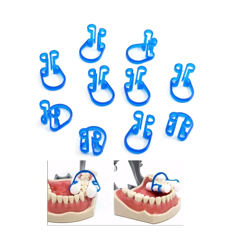 50Pcs/Pack Plastic Dental Cotton Roll Holder Disposable Blue Teeth Clip for Dentist Clinic Oral Treatment Teeth Care Accessories