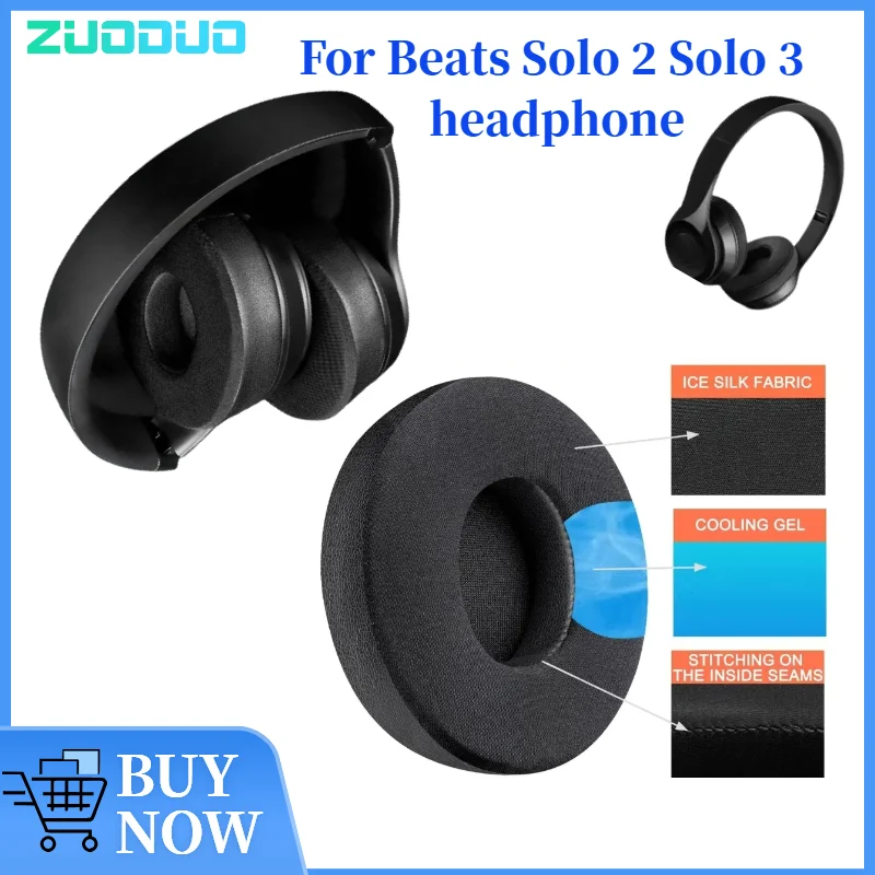 

ZUODUO Replacement Ear Pad for Beats Solo 2 Solo 3 Headphones Mesh / Ice gel / Leather Earpads Earmuffs Cushion