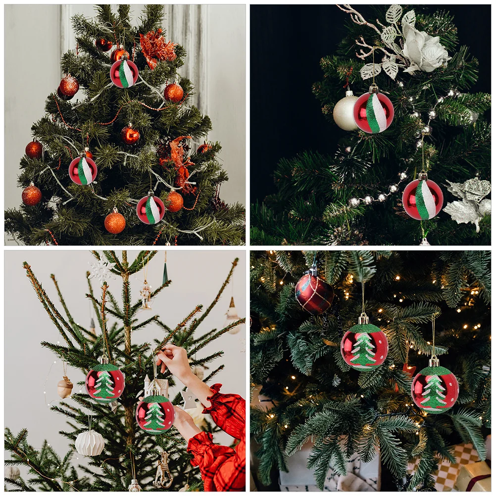 

18Pcs Christmas Ball Hanging Ornaments Delicate Xmas Tree Decorations Plastic Hanging Balls Xmas Decor Set