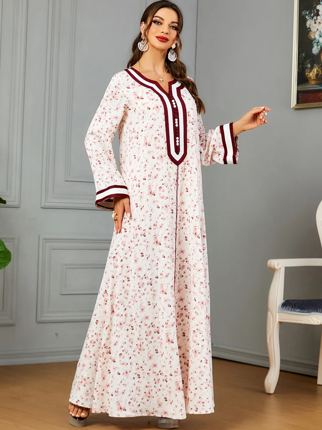 Eid Muslim Party Dress for Women Ramadan Abaya Long Dress Button Morocco Kaftan Vestidos Largos Dubai Turkey Robe Jalabiya 2024