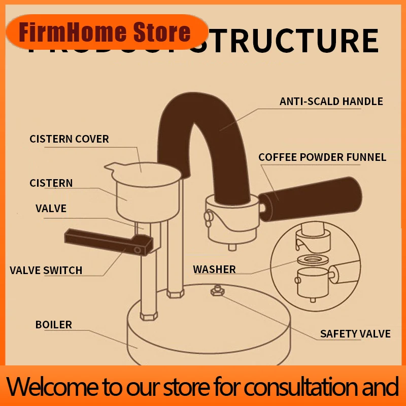 FirmHome StoreItalian Handmade Coffee Machine Portable Mini Espresso Coffee Pot Can Be Heated By Gas Stove For Outdoor Home Offi