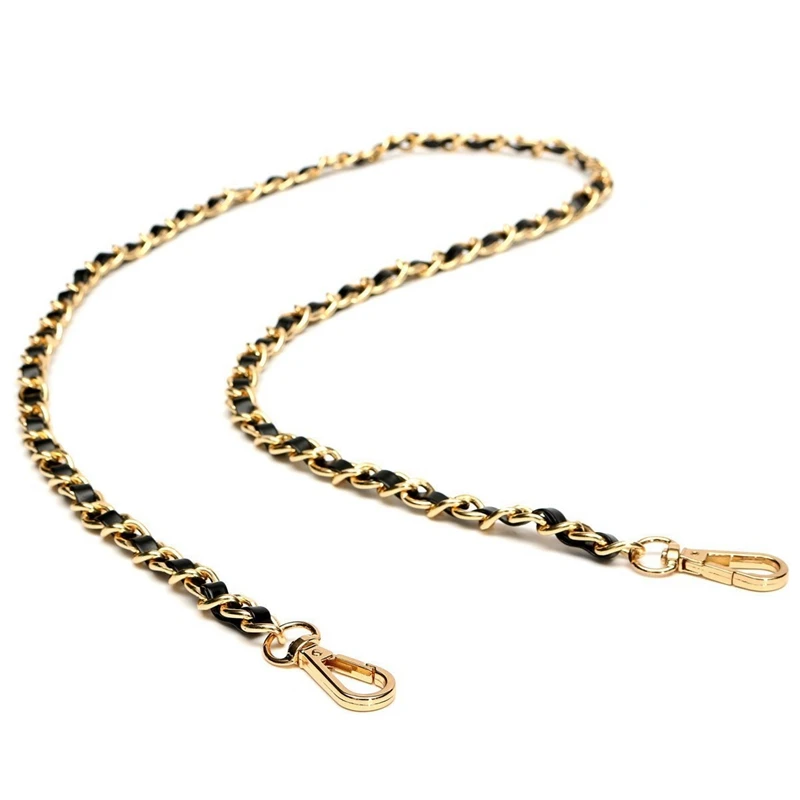 2X Chain Purse Cross-Body Handbag Shoulder Bag Strap Replacement Accessories Light Gold + Black120cm