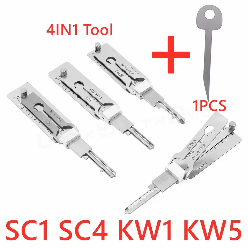 4PCS With Box Lishi 2 in 1 Tool KW1 KW5 SC1 SC4 Lishi 2 in 1 Tool Locksmith Tools for Home Door Civil Locks